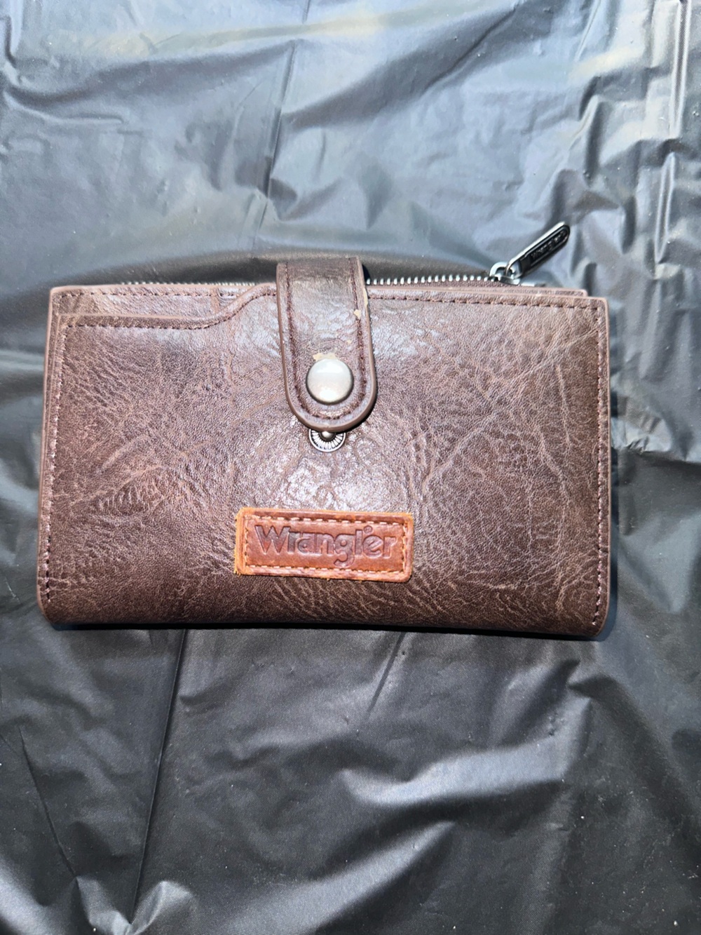 Wrangler Dark Brown Leather Continental Wallet with Contrast Patch